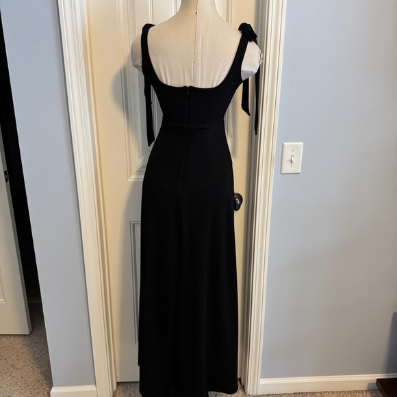 Birdy Grey XS Black Maxi Dress ~ Adjustable Tie Straps Front Slit Bridesmaid - Picture 3 of 10